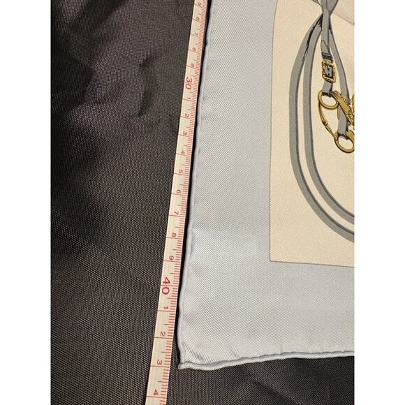 Hermès Pocket Square Silk Scarf Brides de Gala By Hugo Grygkar Lt Blue Gray New - Picture 8 of 9